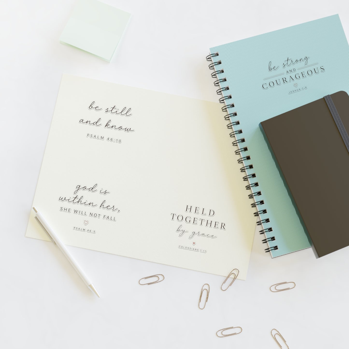Faith-Inspired Christian Sticker Sheet | Be Still & Know, Be Strong & Courageous, God Is Within Her, Held Together by Grace | Bible Verse Vinyl Stickers