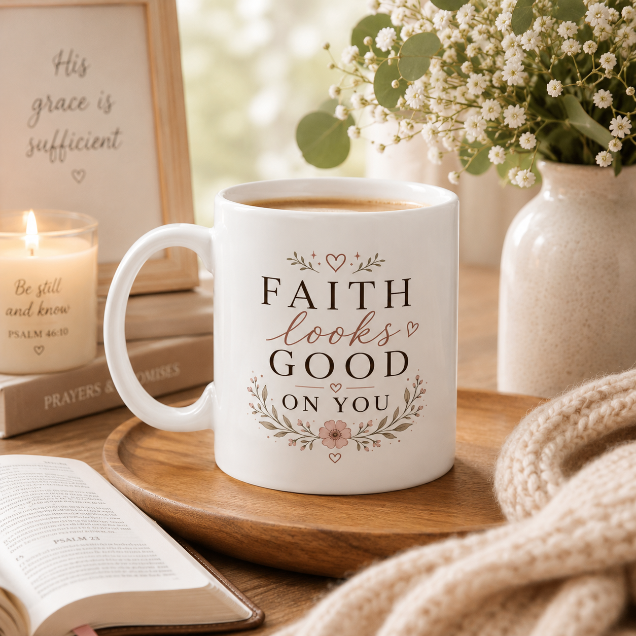 Faith Looks Good On You Mug – Christian Coffee Mug for Women | Inspirational Faith Gift