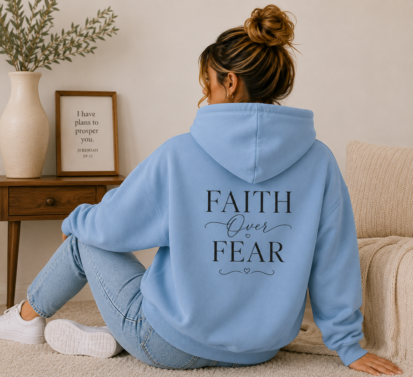 Faith Over Fear Christian Hoodie β Inspirational Christian Sweatshirt & Faith Gift