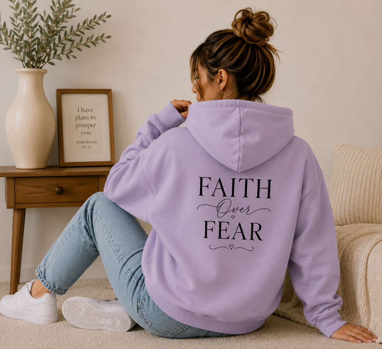 Faith Over Fear Christian Hoodie – Inspirational Christian Sweatshirt & Faith Gift