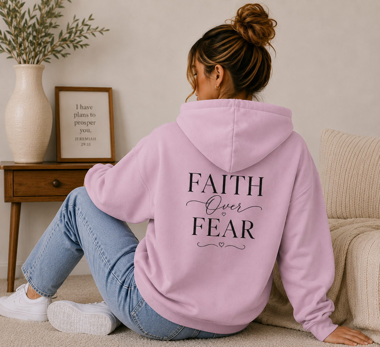 Faith Over Fear Christian Hoodie – Inspirational Christian Sweatshirt & Faith Gift