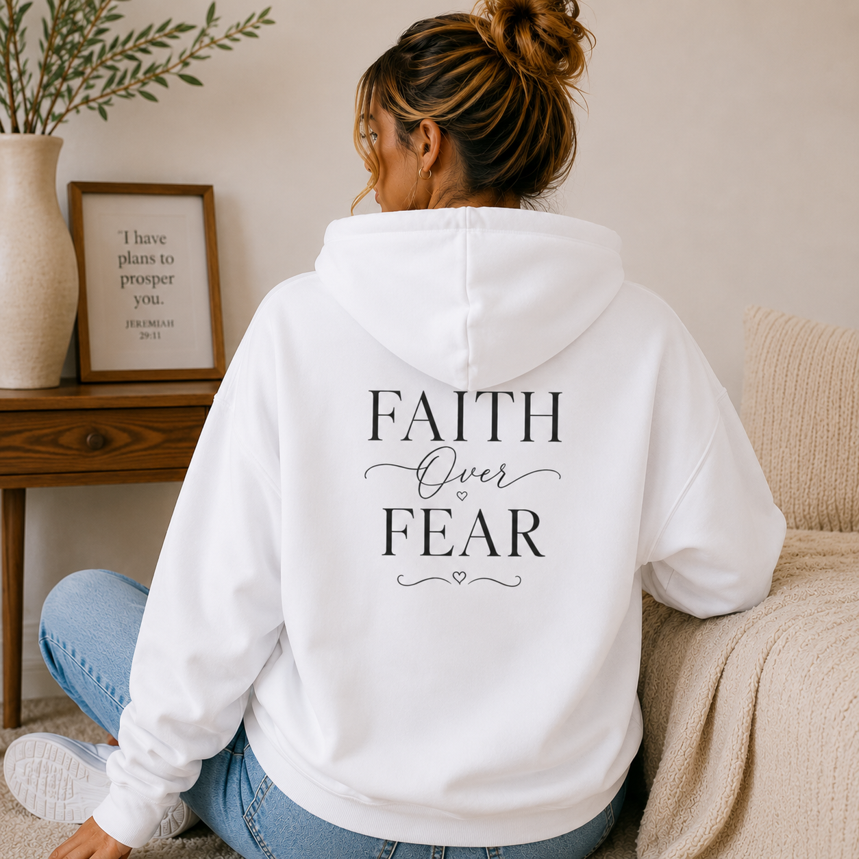 Faith Over Fear Christian Hoodie – Inspirational Christian Sweatshirt & Faith Gift