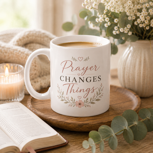 Prayer Changes Things Christian Mug | Inspirational Faith Coffee Cup | Christian Gift for Women
