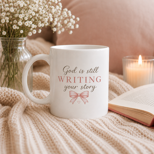 God Is Still Writing Your Story Mug | 11oz Christian Coffee Mug | Faith-Based Gift for Women