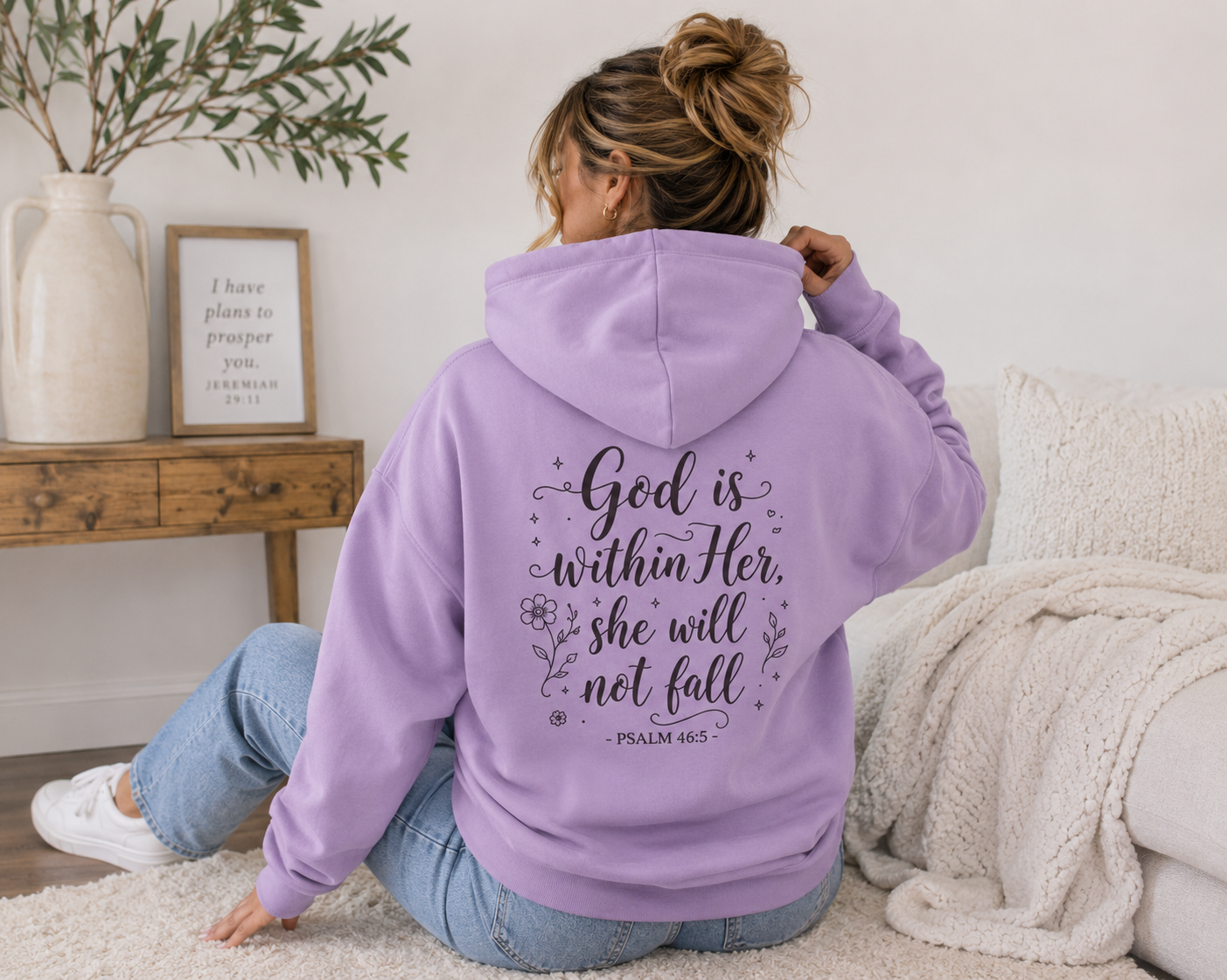 God Is Within Her Christian Hoodie | Psalm 46:5 Faith-Based Hoodie for Women