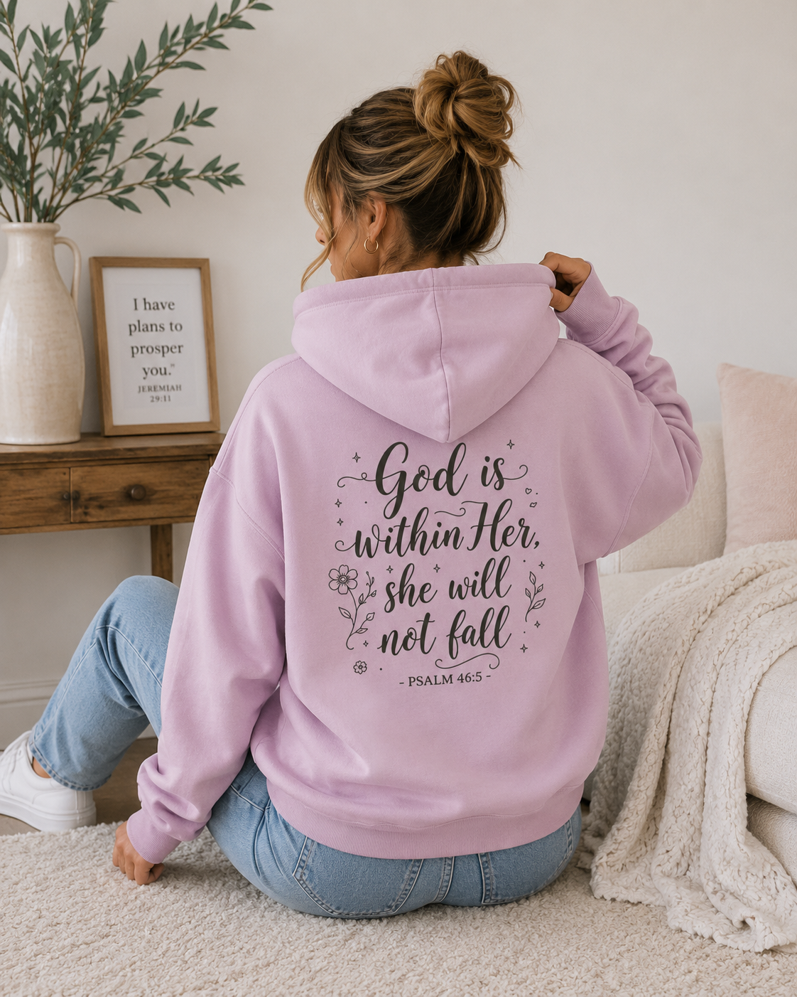 God Is Within Her Christian Hoodie | Psalm 46:5 Faith-Based Hoodie for Women