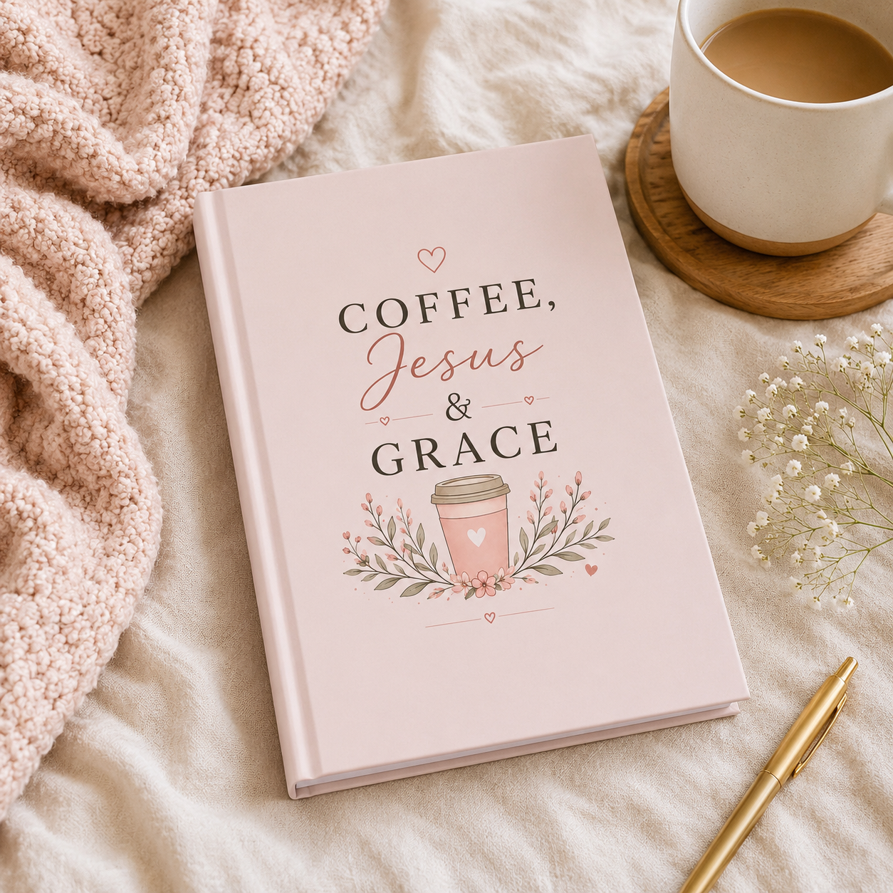 Coffee, Jesus & Grace Hardcover Journal | Christian Notebook for Prayer, Bible Study & Daily Reflection