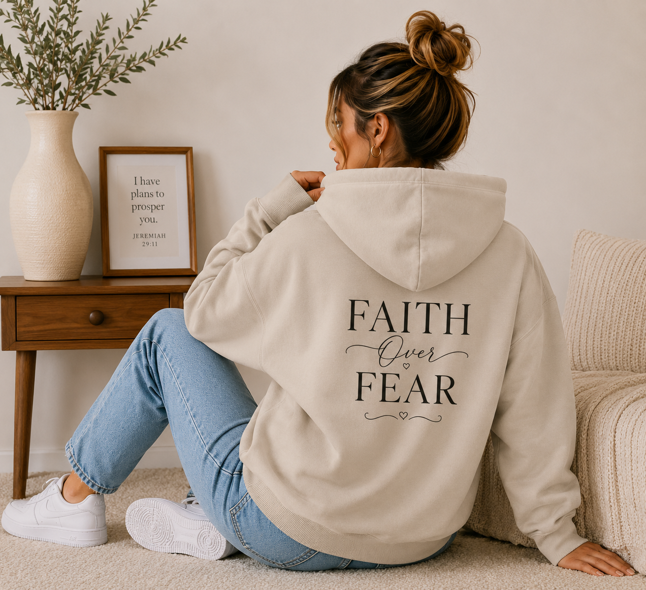 Faith Over Fear Christian Hoodie – Inspirational Christian Sweatshirt & Faith Gift