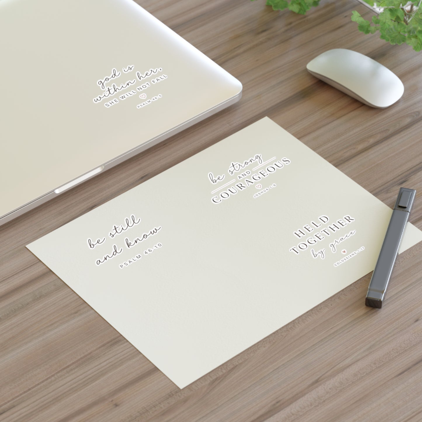 Faith-Inspired Christian Sticker Sheet | Be Still & Know, Be Strong & Courageous, God Is Within Her, Held Together by Grace | Bible Verse Vinyl Stickers