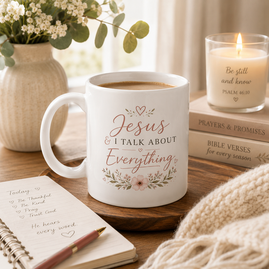Jesus & I Talk About Everything Mug – Christian Coffee Mug for Women | Faith-Based Gift