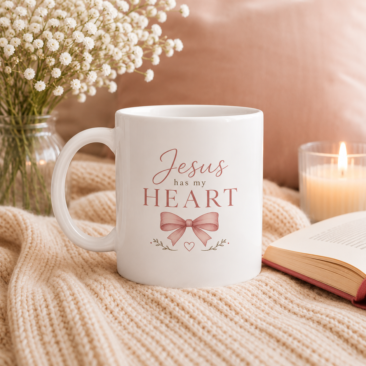Jesus Has My Heart Mug | 11oz Christian Coffee Mug | Faith Gift for Women