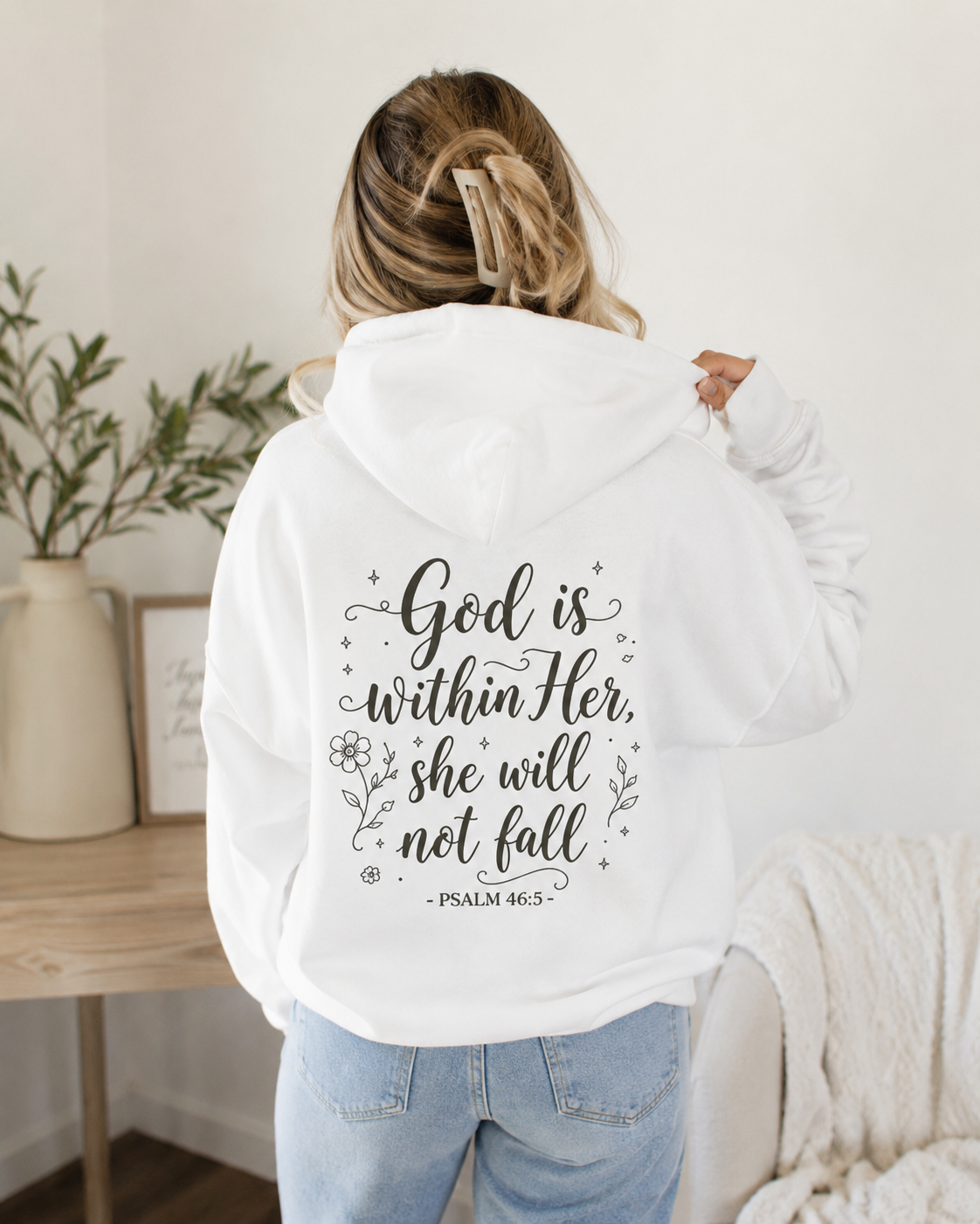 God Is Within Her Christian Hoodie | Psalm 46:5 Faith-Based Hoodie for Women