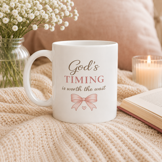 God's Timing Is Worth the Wait Mug | 11oz Christian Coffee Mug | Faith Gift for Women